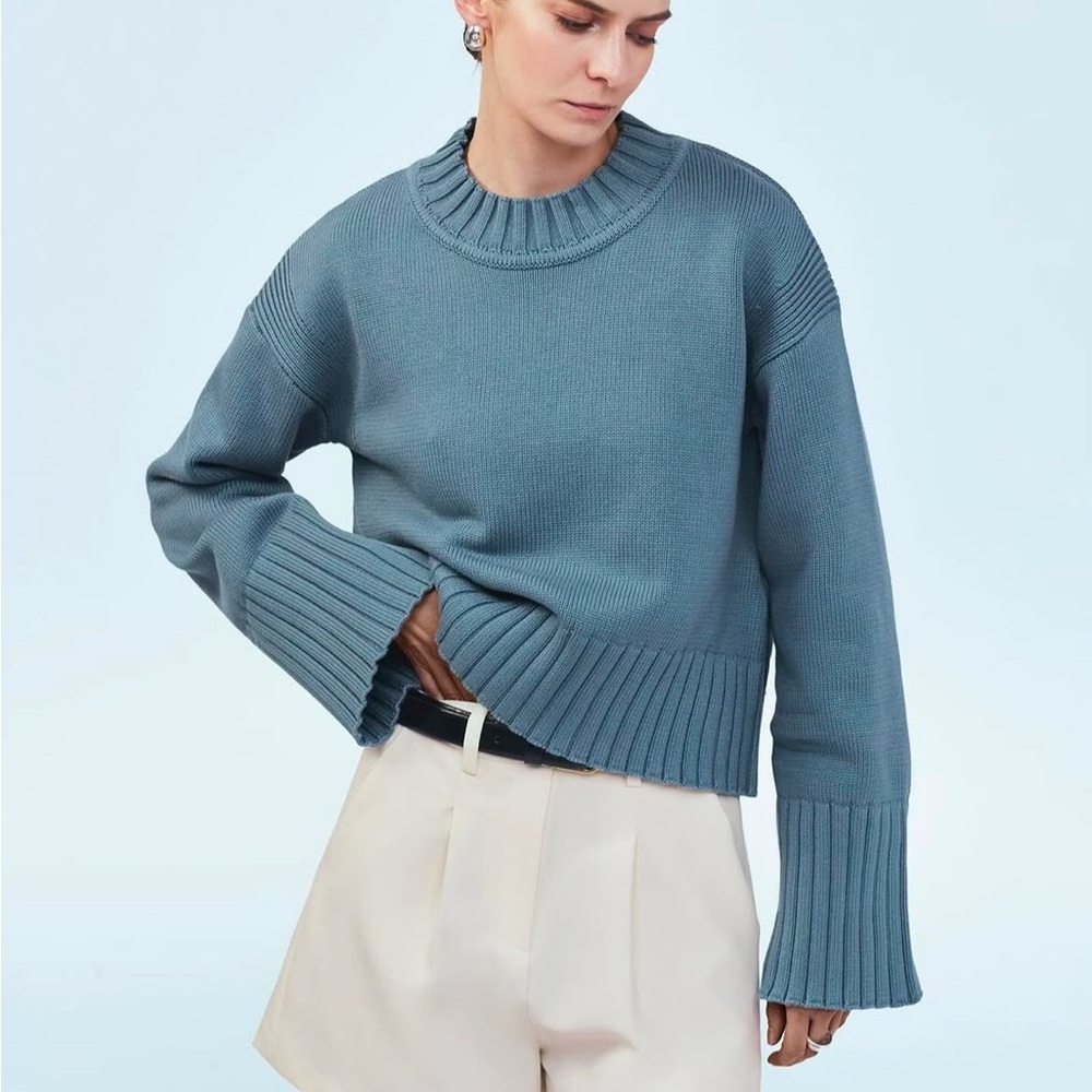 Mason the Label Boxy Sweater Blue Cotton Cashmere Size Medium